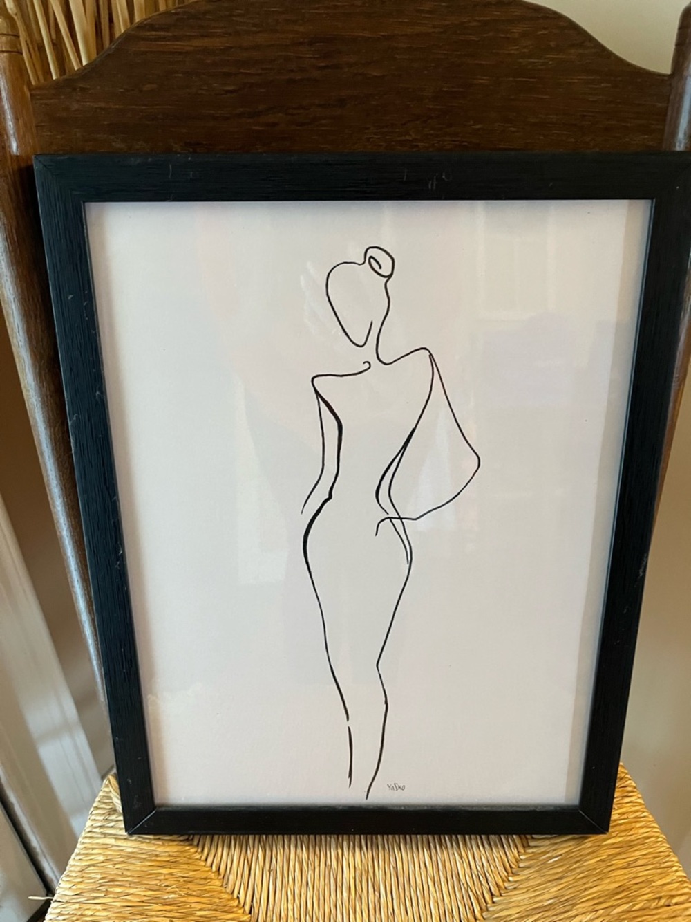 Minimalist Female Silhouette Line Art - "Impeccable Figure" Signed by Yasko